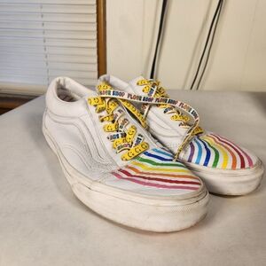 Vans Old School Flour Shop Rainbow White leather lace-up shoe Unisex W10 M8.5